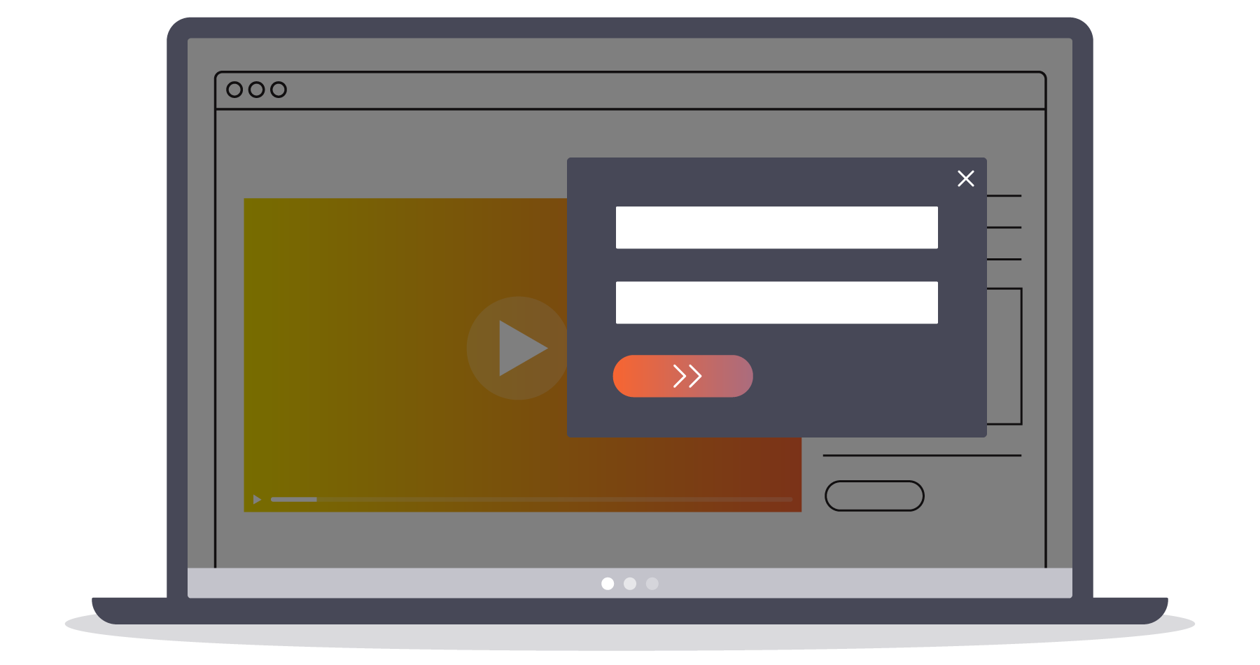 Lead form on top of a video playing on a laptop.